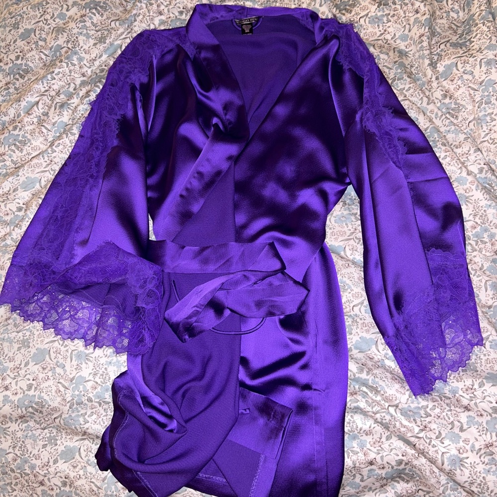 Victoria Secret purple satin lace robe